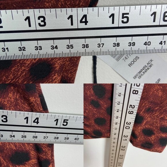 NWT Aritzia Wilfred Free Tiny Brown Black Dress Size Small Stretch Cheetah Print - Picture 7 of 11